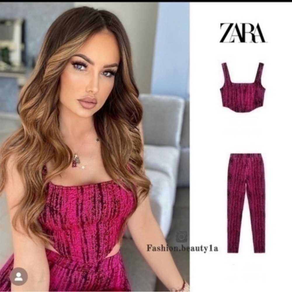 ZARA Set  2 piece Texture corset top & high waist pants 5584/019